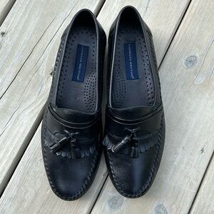 NWOT GIORGIO BRUTINI BLACK LEATHER TASSEL SLIP ON LOAFER SHOES size 10